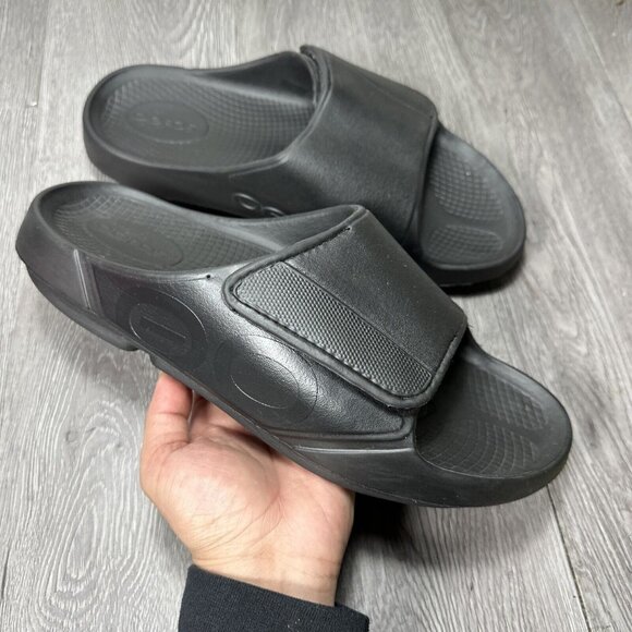 Oofos Ooahh Sport Flex Mens 11 Black Rubber Recovery  Adjustable Slide Sandals main image 5